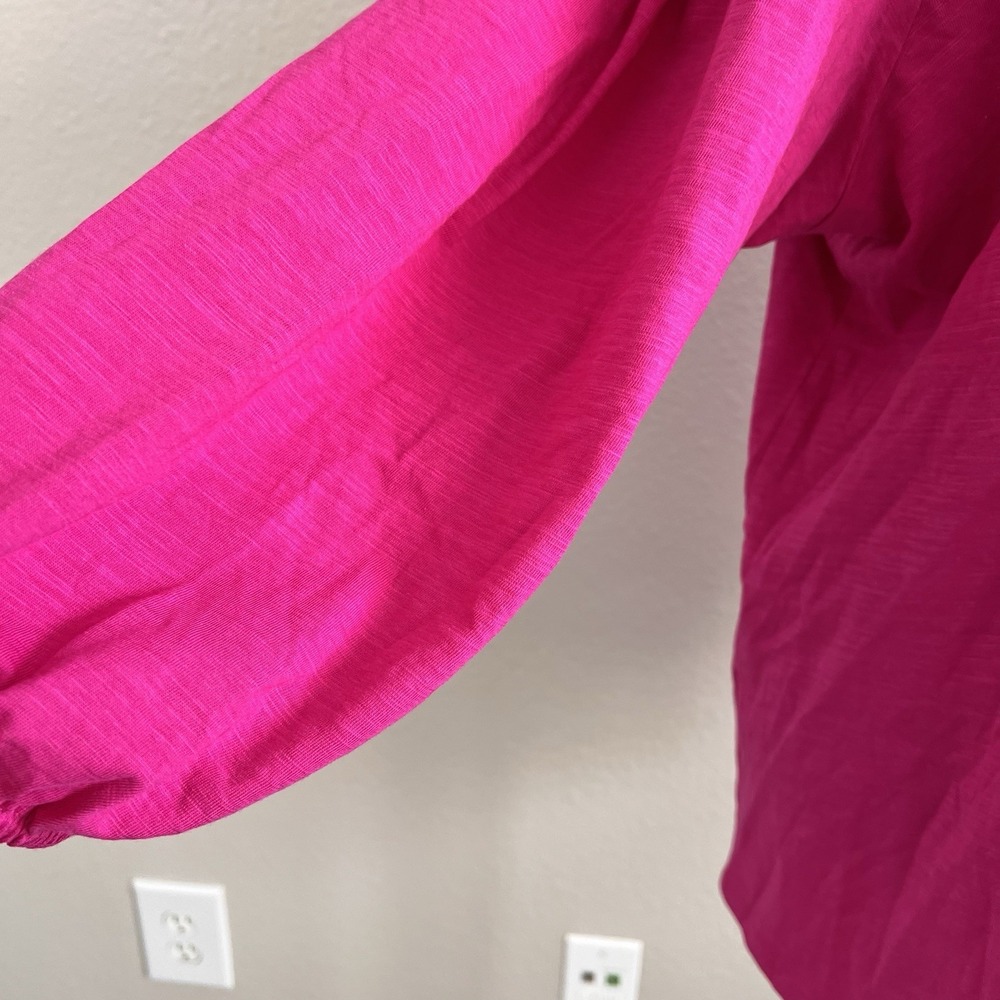 XXL Top Tunic Tee 3/4 Sleeve Casual Crochet Trim NWT Cotton Pink St. John's Bay - Picture 4 of 8
